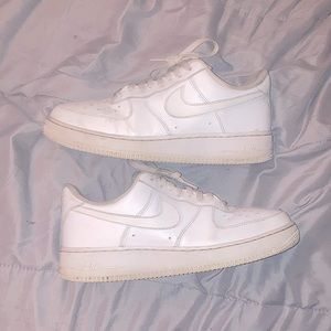 Triple white Air Force 1s